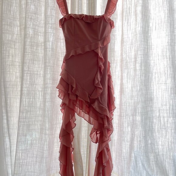Brand New Alieva LENORA RUFFLE MINI DRESS (BLUSH PINK) - Picture 7 of 10
